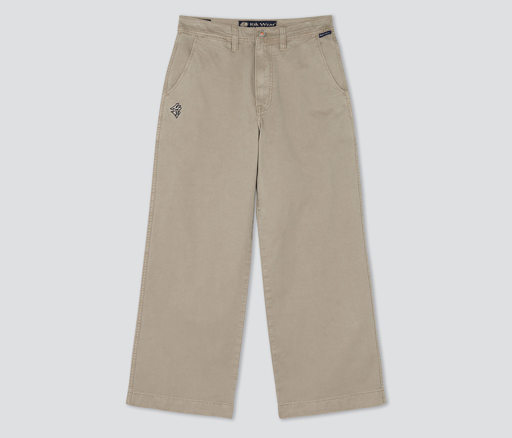 W Old Skool Khaki Chino Pants With Hidden Stash Pocket And Coin Pocket 24 Inch Bottom Leg Opening