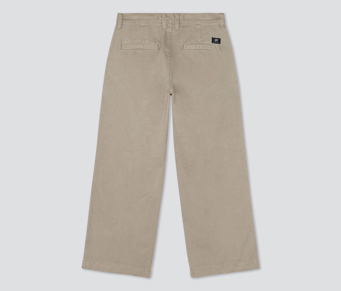 W Old Skool Khaki Chino Pants With Hidden Stash Pocket And Coin Pocket 24 Inch Bottom Leg Opening