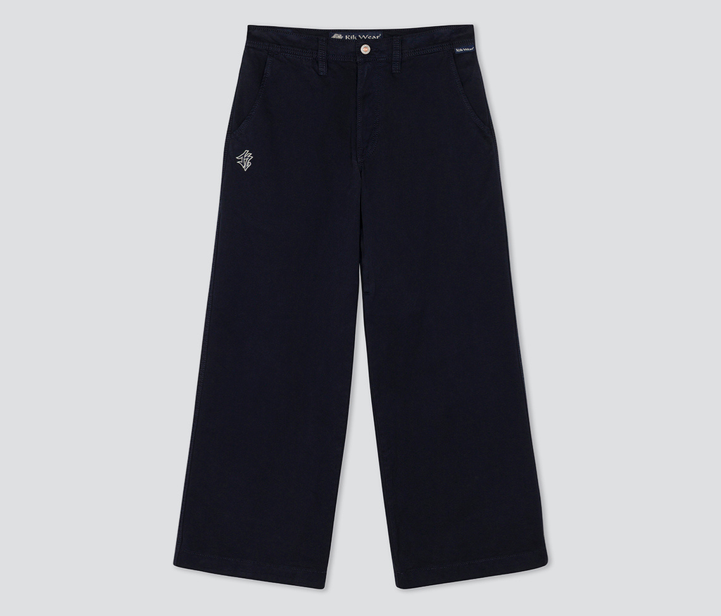 W Old Skool 24 Inch Navy Chino Pants With Hidden Stash Pocket And Coin Pocket Bottom Leg Opening Design