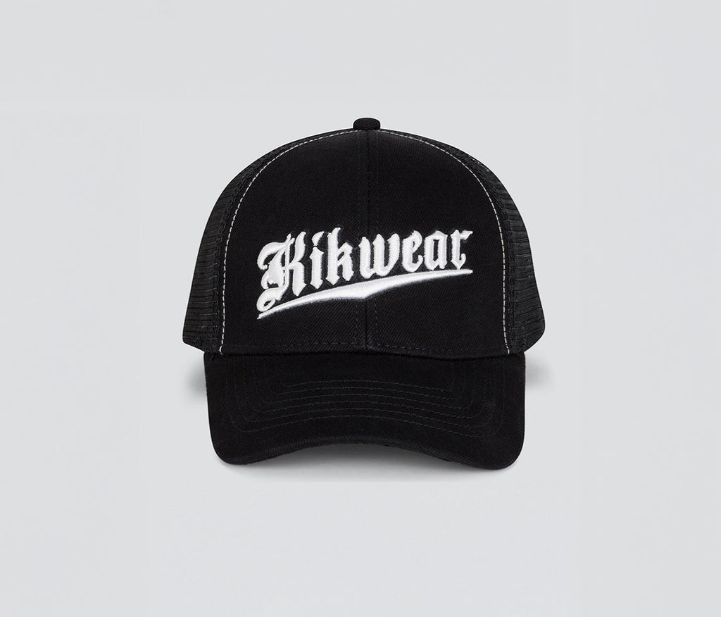 Old English Denim Trucker Cap Black One Size Unisex Vintage Style Casual Hat For Everyday Wear