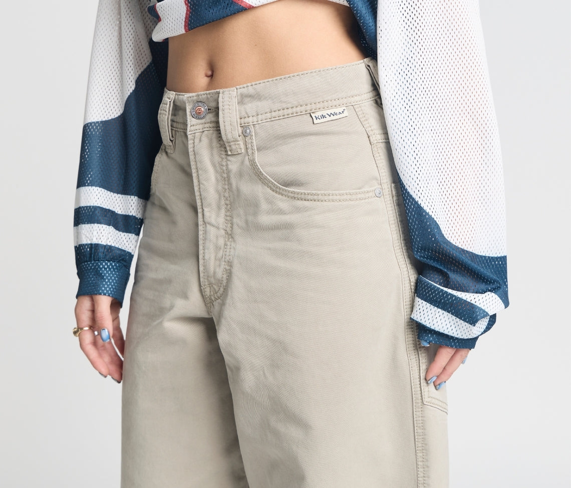 Womens Astro K Khaki Twill Pants With Hidden Stash Pocket And 26 Inch Bottom Leg Opening