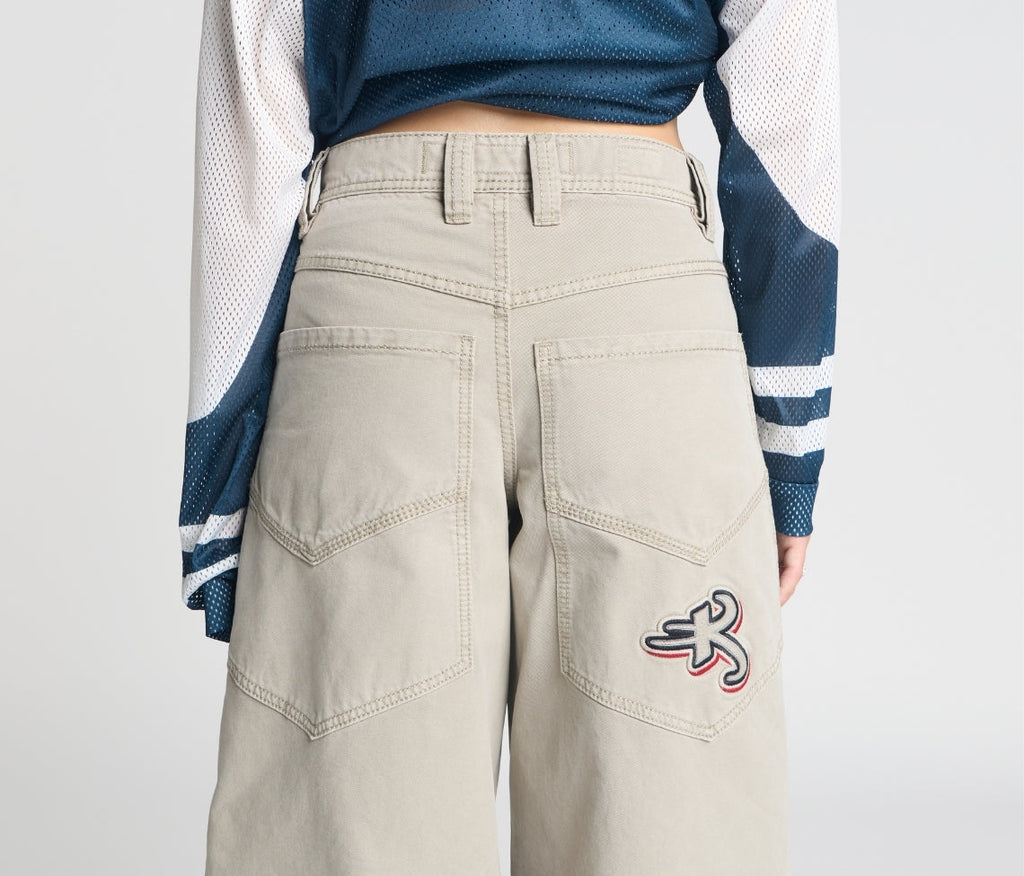 Womens Astro K Khaki Twill Pants With Hidden Stash Pocket And 26 Inch Bottom Leg Opening