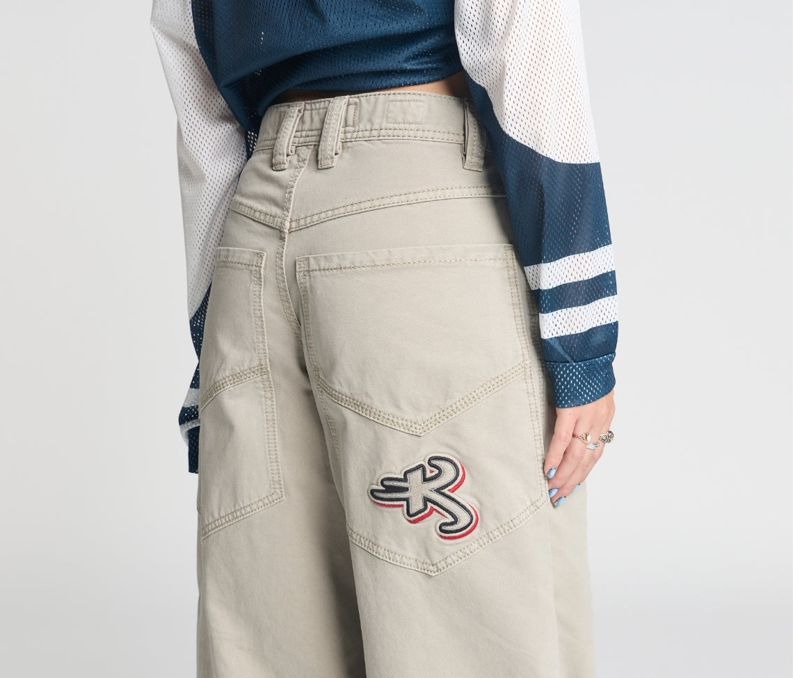 Womens Astro K Khaki Twill Pants With Hidden Stash Pocket And 26 Inch Bottom Leg Opening