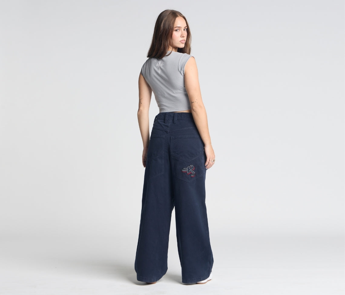 Astro K 26 Inch Navy Twill Pants With Hidden Stash Pocket And 26 Inch Bottom Leg Opening