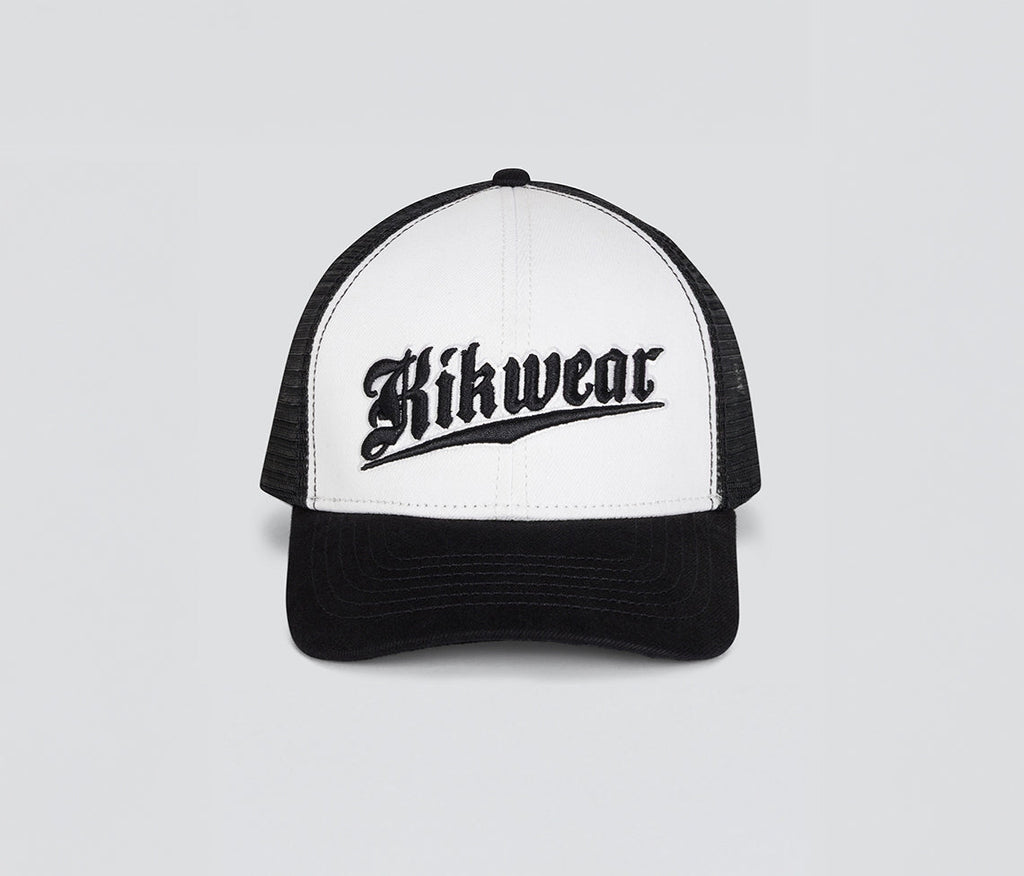 Kik Wear White Denim Trucker Cap Six Panel Adjustable Snapback With Curved Brim Unisex