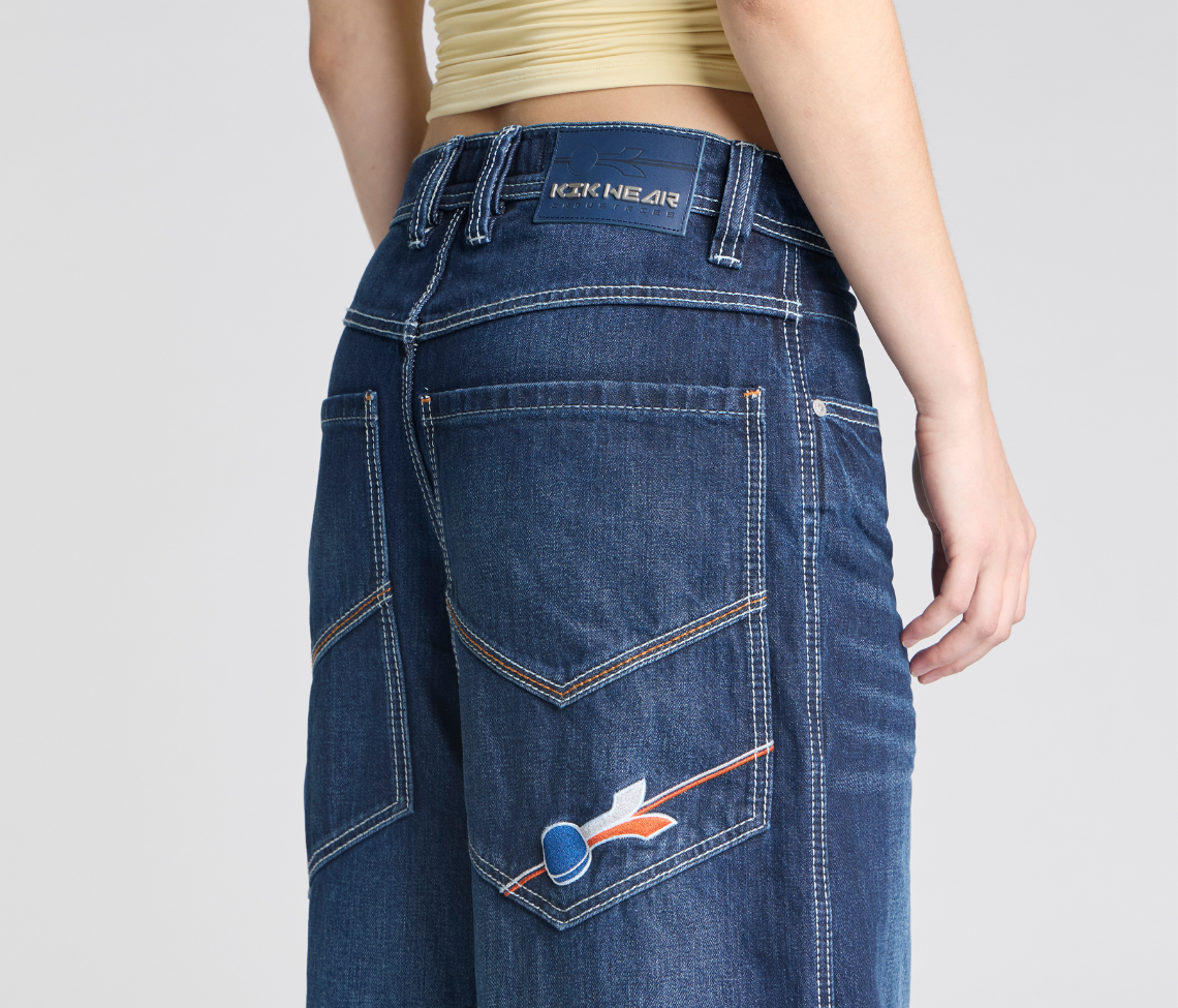 Women Planet K Jeans 26 Inch Azul Dark Wash With Hidden Stash Pocket And 26 Inch Bottom Leg Opening