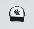 Kikwear Stacked Denim Trucker Cap White And Black One Size Fits All Lightweight Everyday Hat