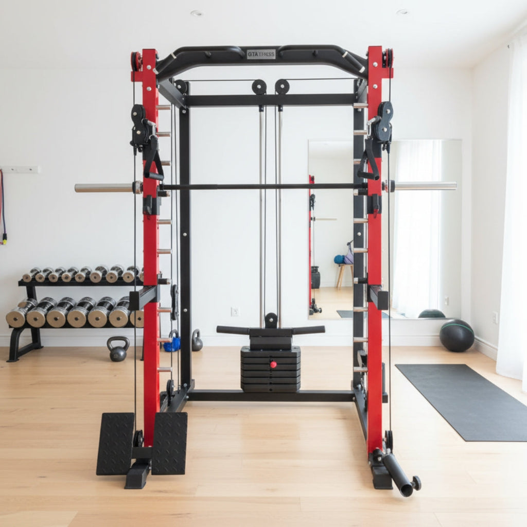 All-in-one Smith Machine with 75 LB or 150 LB Weight Stack