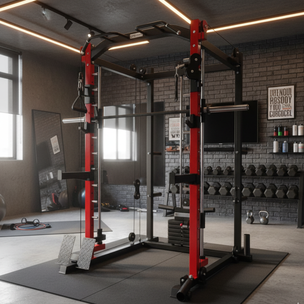 All-in-one Smith Machine with 75 LB or 150 LB Weight Stack