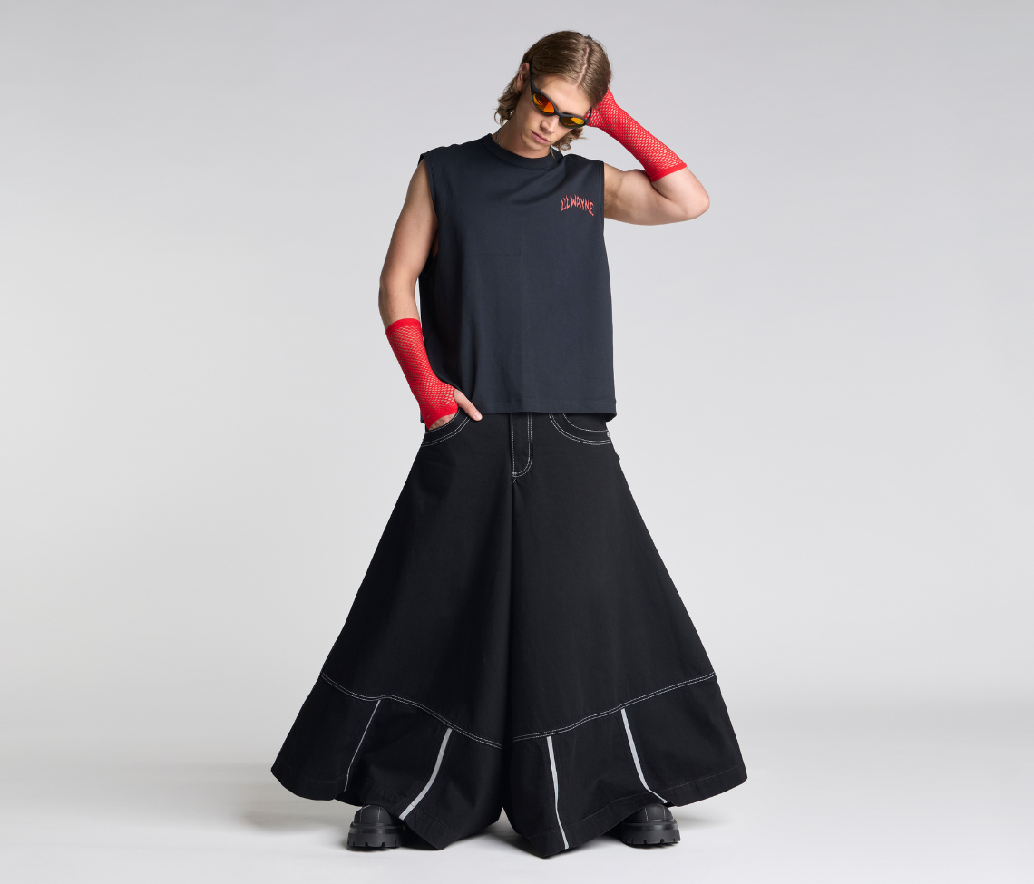 69ERS 69 Inch Super Black Rinse Denim Jeans With Bottom Leg Opening And Long Inseam