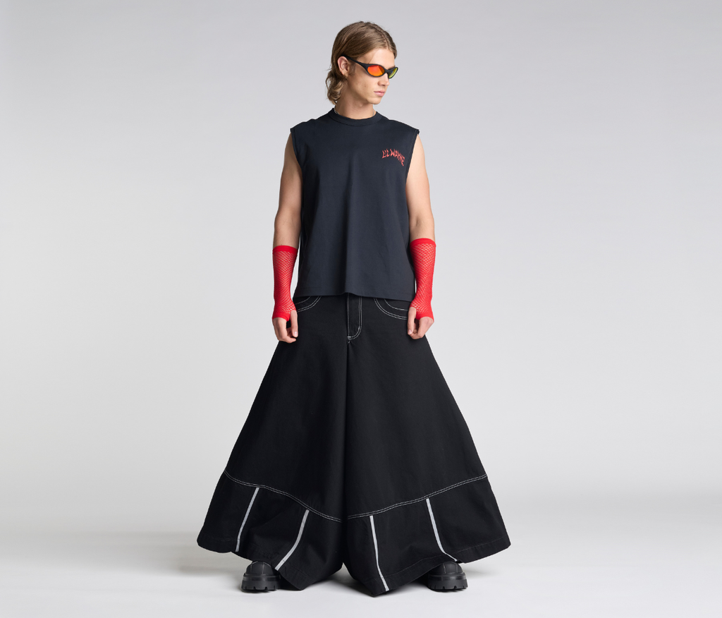 69ERS 69 Inch Super Black Rinse Denim Jeans With Bottom Leg Opening And Long Inseam