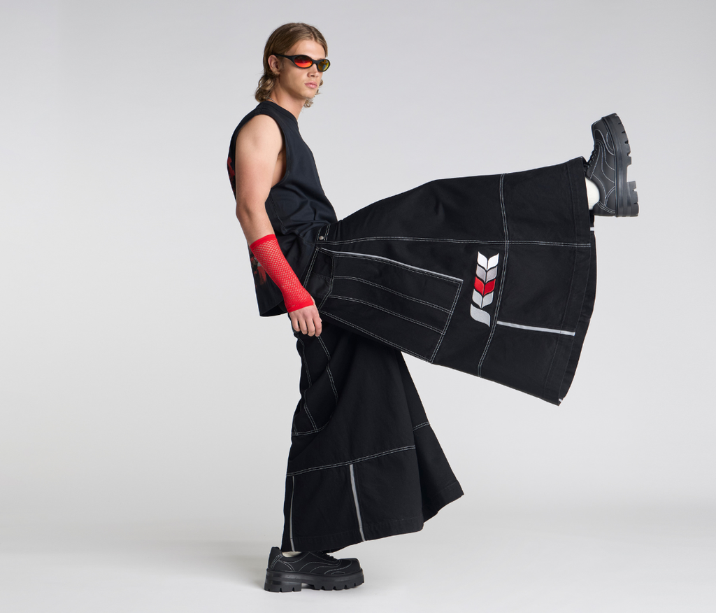 69ERS 69 Inch Super Black Rinse Denim Jeans With Bottom Leg Opening And Long Inseam