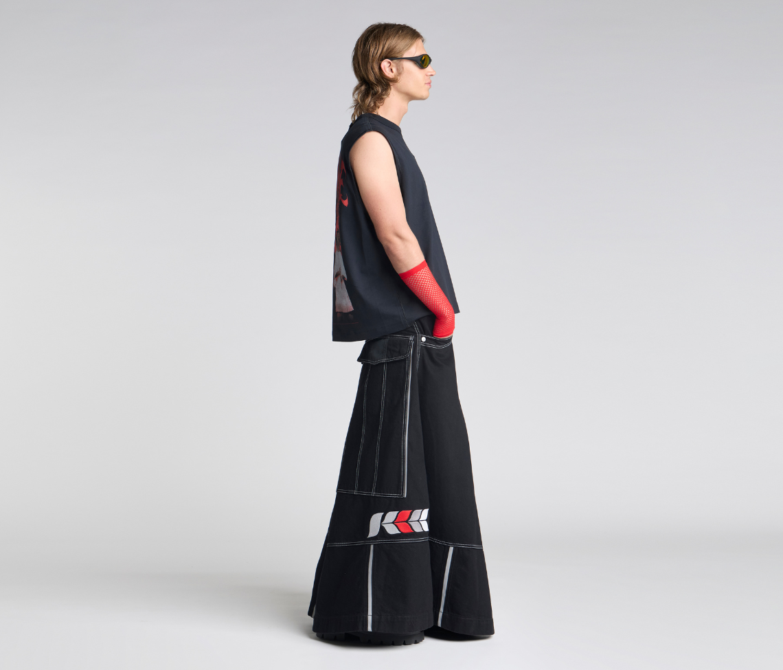 69ERS 69 Inch Super Black Rinse Denim Jeans With Bottom Leg Opening And Long Inseam