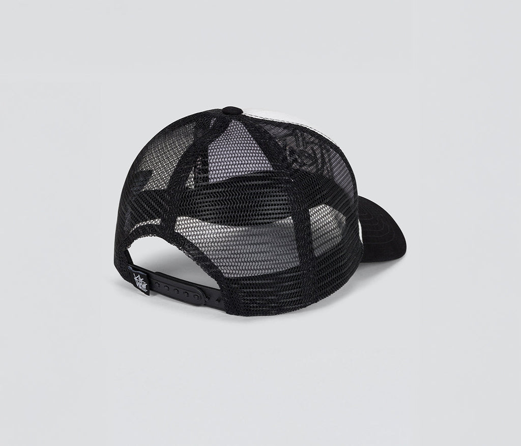 Kikwear Stacked Denim Trucker Cap White And Black One Size Fits All Lightweight Everyday Hat