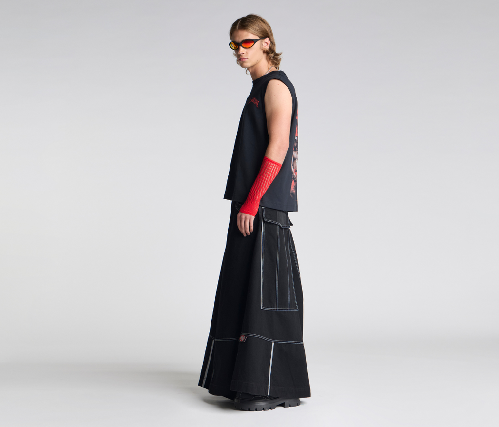 69ERS 69 Inch Super Black Rinse Denim Jeans With Bottom Leg Opening And Long Inseam