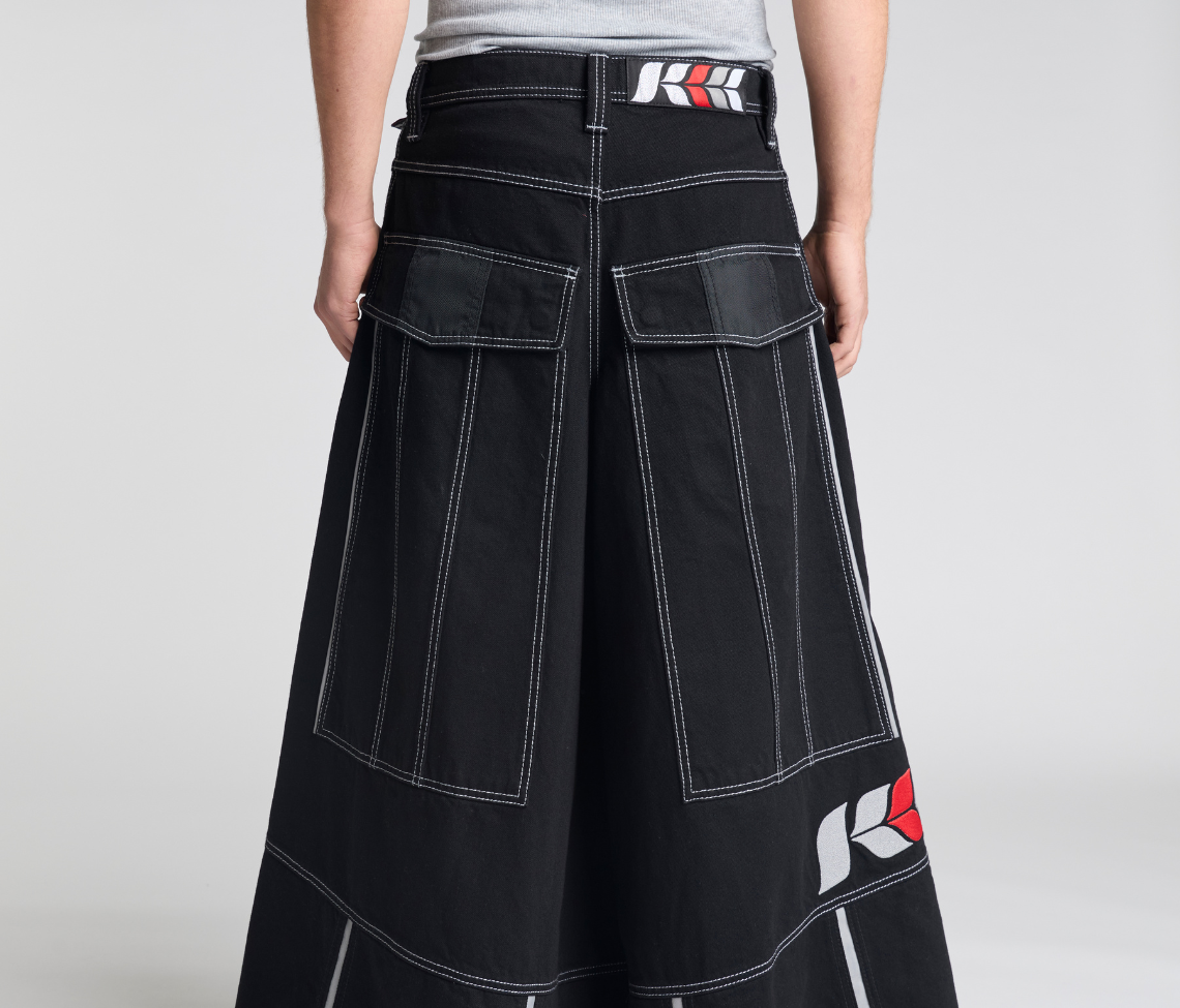 69ERS 69 Inch Super Black Rinse Denim Jeans With Bottom Leg Opening And Long Inseam