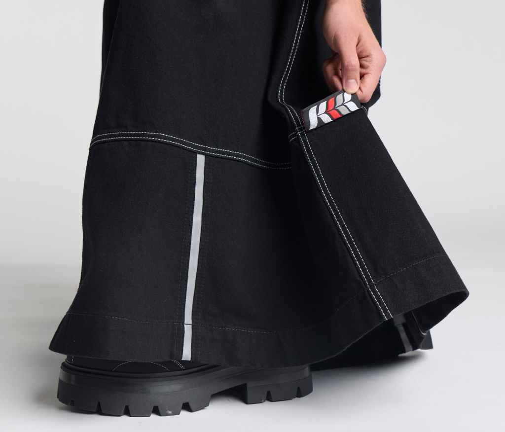 69ERS 69 Inch Super Black Rinse Denim Jeans With Bottom Leg Opening And Long Inseam