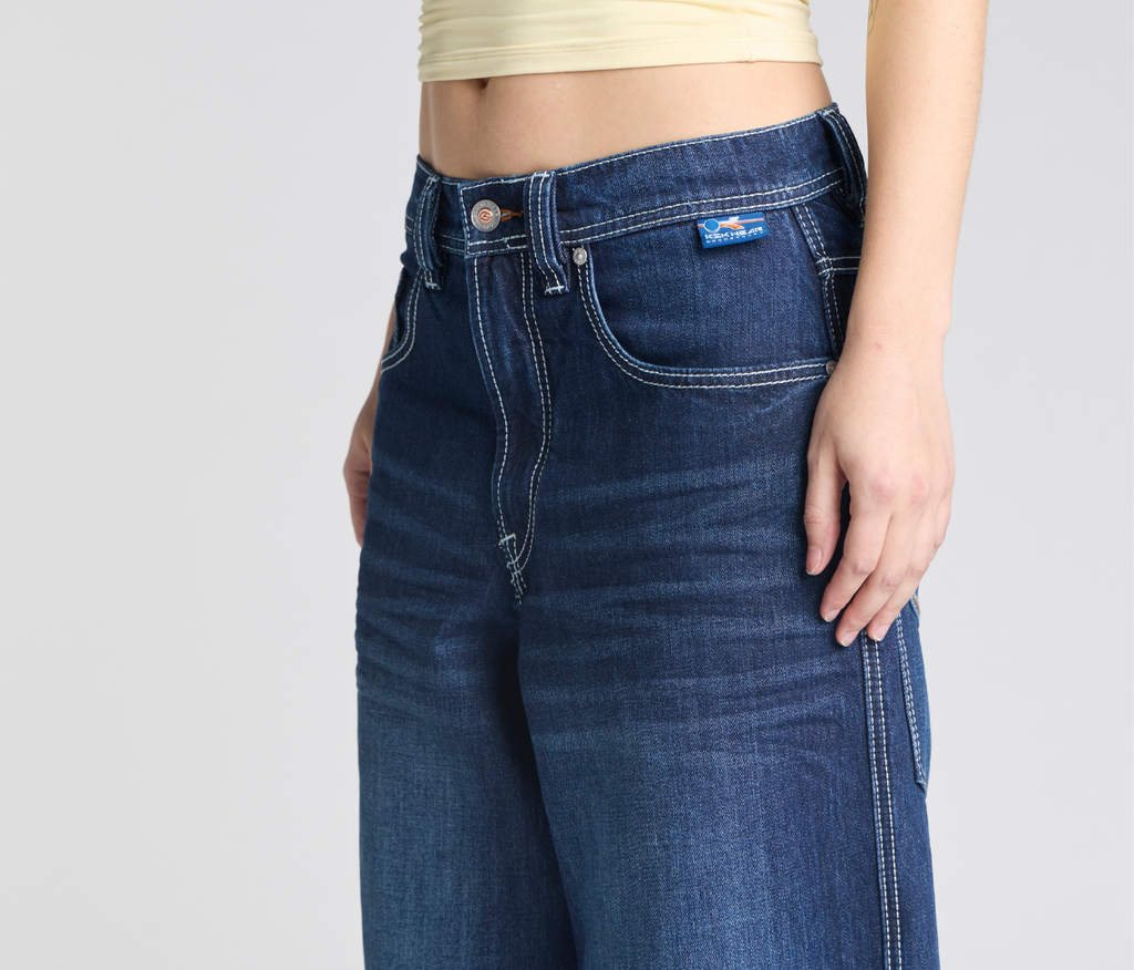 Women Planet K Jeans 26 Inch Azul Dark Wash With Hidden Stash Pocket And 26 Inch Bottom Leg Opening