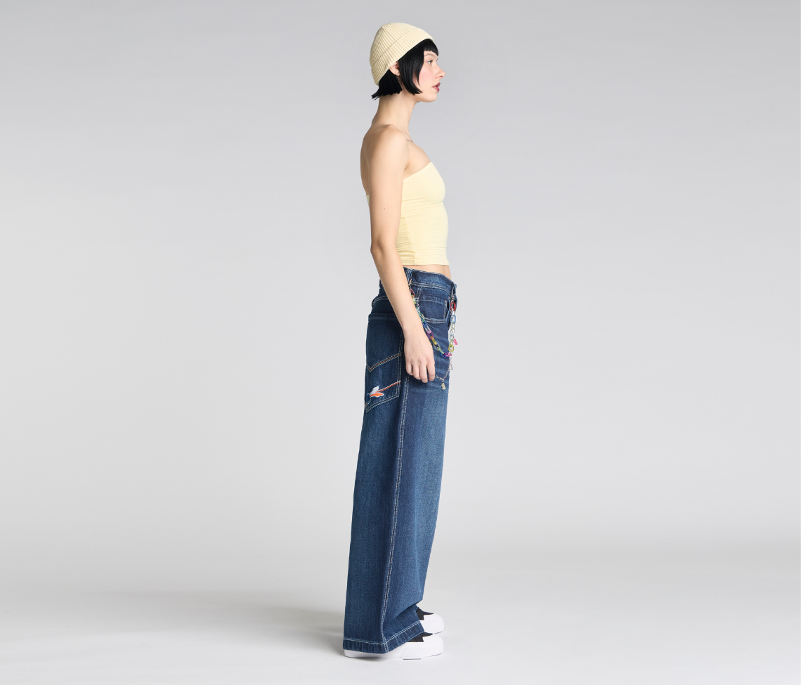 Women Planet K Jeans 26 Inch Azul Dark Wash With Hidden Stash Pocket And 26 Inch Bottom Leg Opening