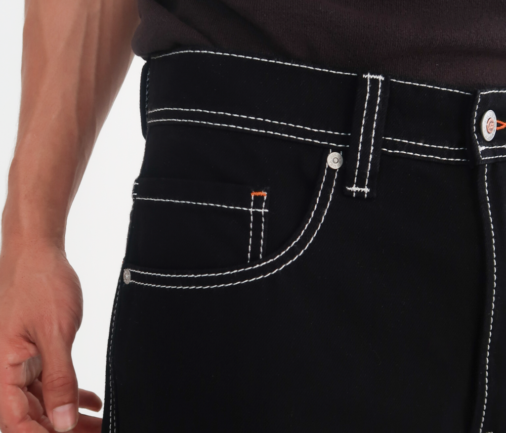 Reflektive K Hole 26 Inch Super Black Rinse Pants With Hidden Stash Pocket And Reflective Embroidery