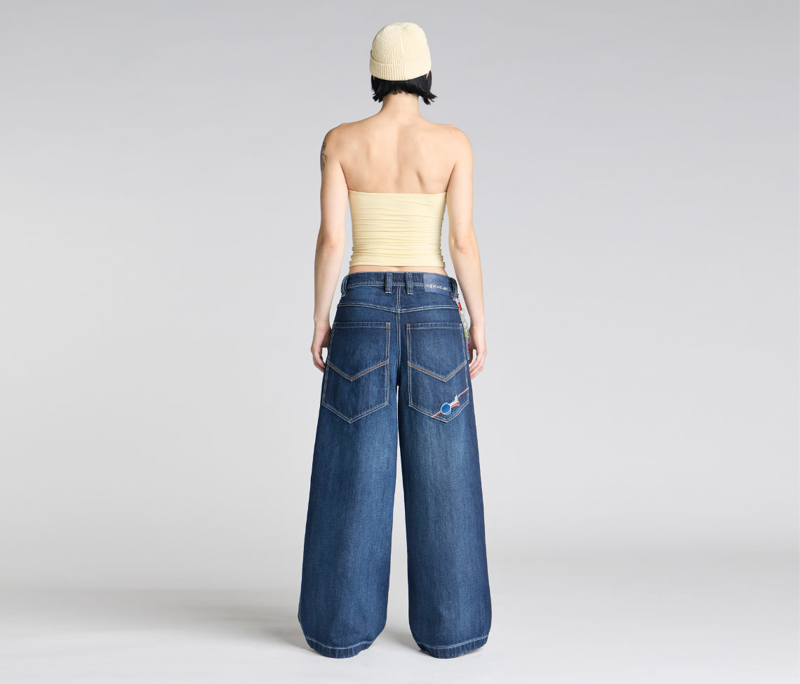 Women Planet K Jeans 26 Inch Azul Dark Wash With Hidden Stash Pocket And 26 Inch Bottom Leg Opening