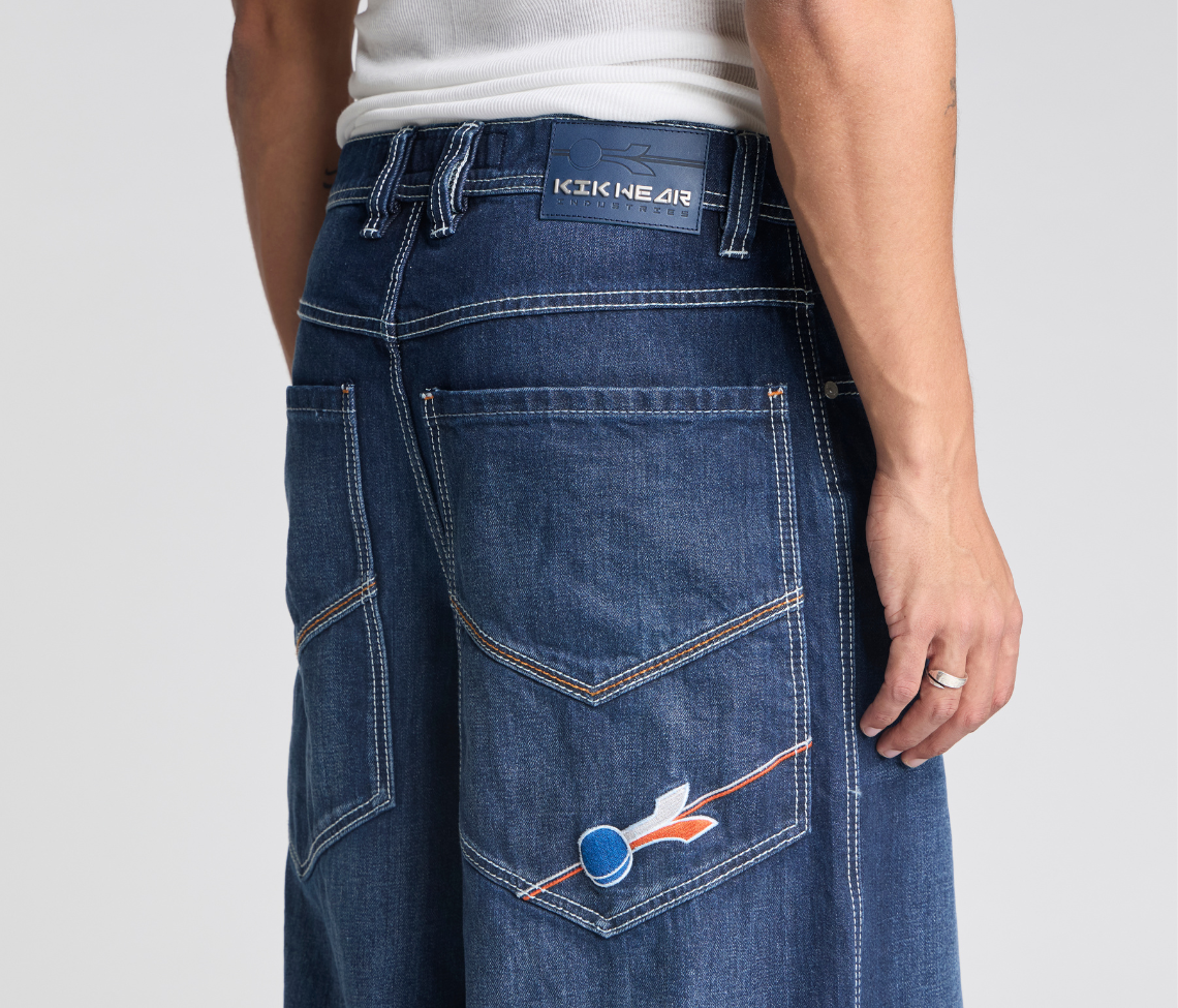 Planet K Jeans Azul Dark Wash 26 Inch Bottom Leg Opening With Hidden Stash Pocket