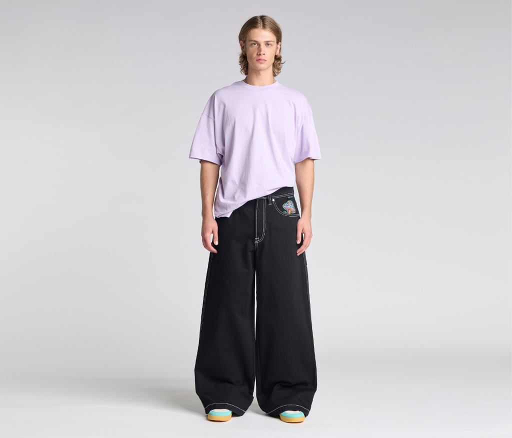 Magic Mushroom Pants 26 Inch Bottom Leg Opening Super Black Rinse With Hidden Stash Pocket