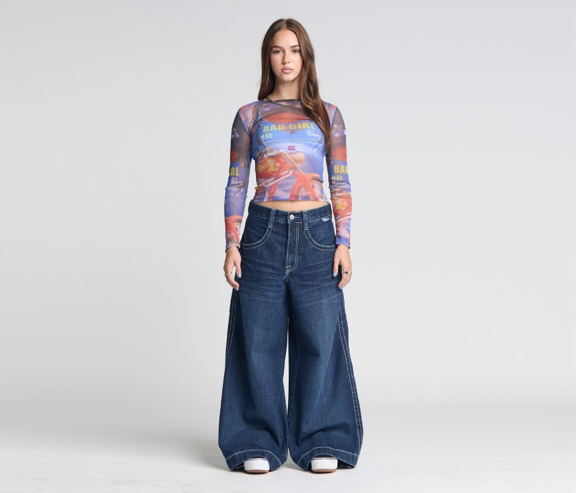 W Krazy Klown 28 Inch Azul Dark Wash Jeans With Bottom Leg Opening For Comfort All Day