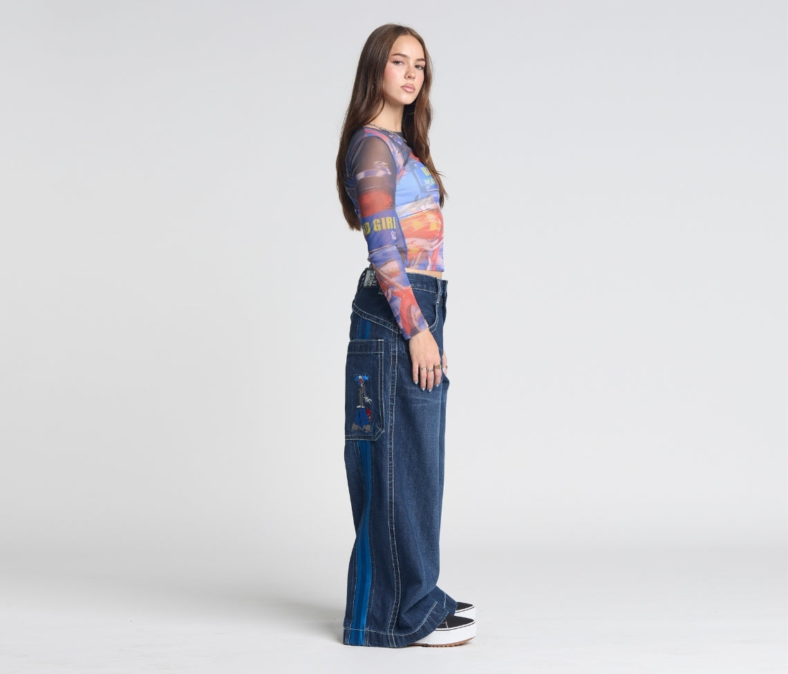 W Krazy Klown 28 Inch Azul Dark Wash Jeans With Bottom Leg Opening For Comfort All Day