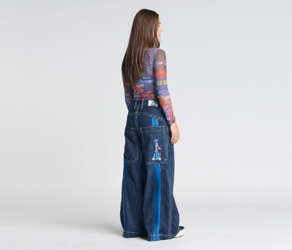 W Krazy Klown 28 Inch Azul Dark Wash Jeans With Bottom Leg Opening For Comfort All Day