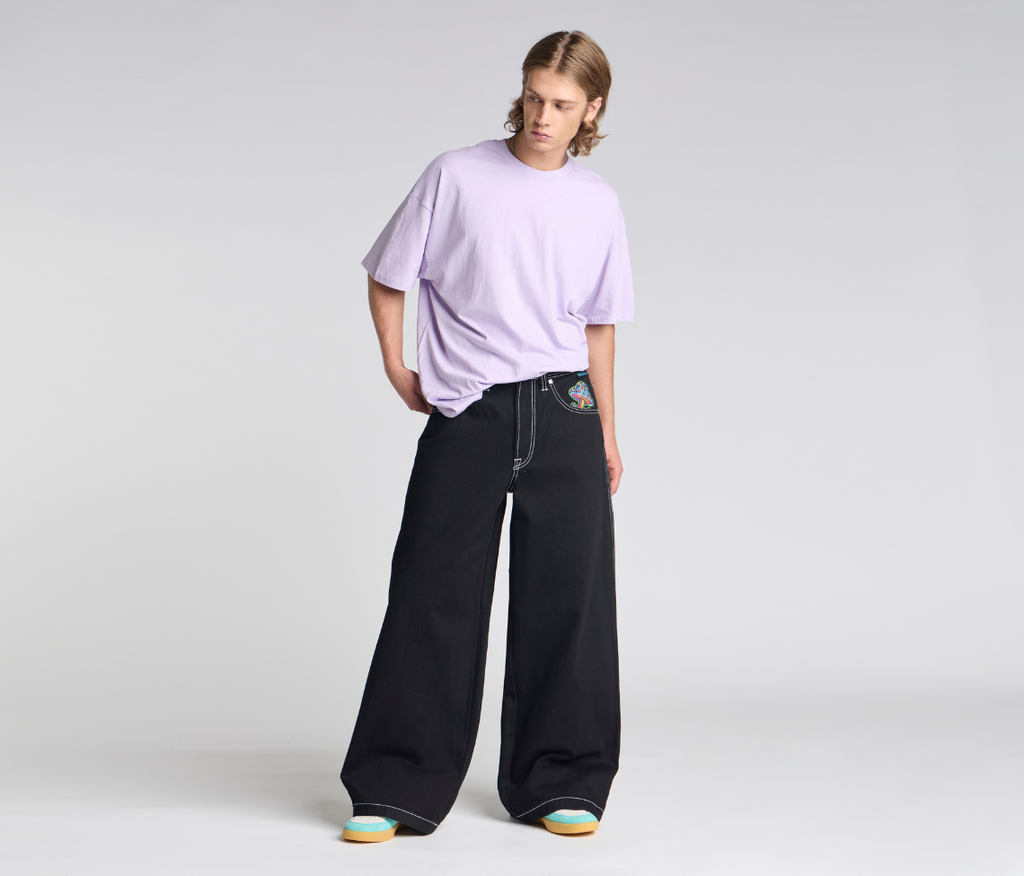 Magic Mushroom Pants 26 Inch Bottom Leg Opening Super Black Rinse With Hidden Stash Pocket