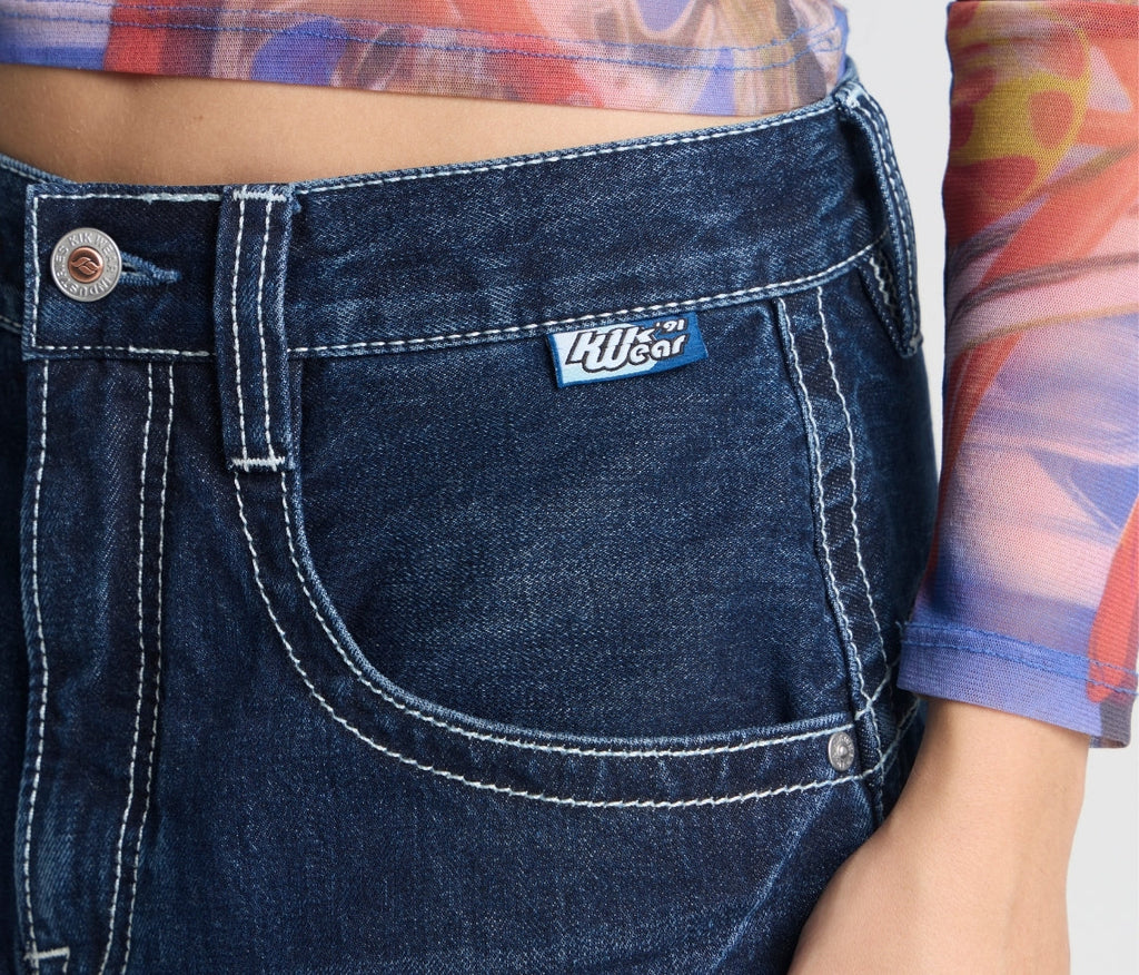 W Krazy Klown 28 Inch Azul Dark Wash Jeans With Bottom Leg Opening For Comfort All Day