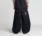 Reflektive K Hole 26 Inch Super Black Rinse Pants With Hidden Stash Pocket And Reflective Embroidery