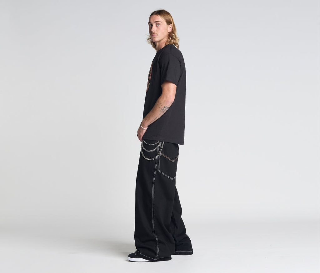 Reflektive K Hole 26 Inch Super Black Rinse Pants With Hidden Stash Pocket And Reflective Embroidery