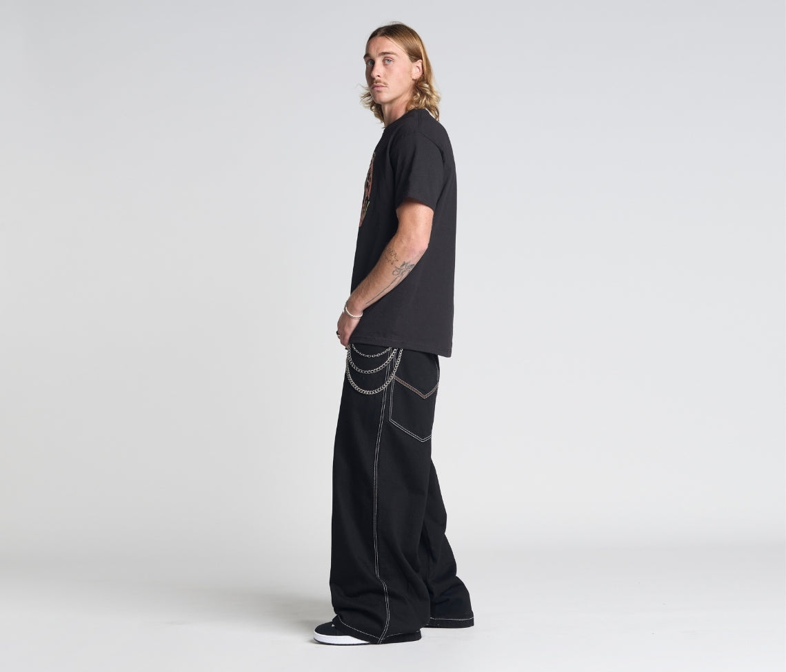 Reflektive K Hole 26 Inch Super Black Rinse Pants With Hidden Stash Pocket And Reflective Embroidery