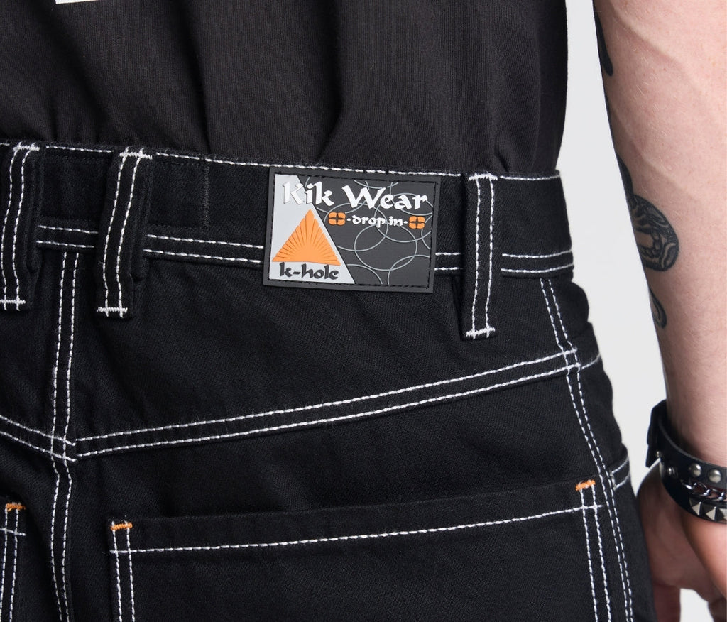 Reflektive K Hole 26 Inch Super Black Rinse Pants With Hidden Stash Pocket And Reflective Embroidery