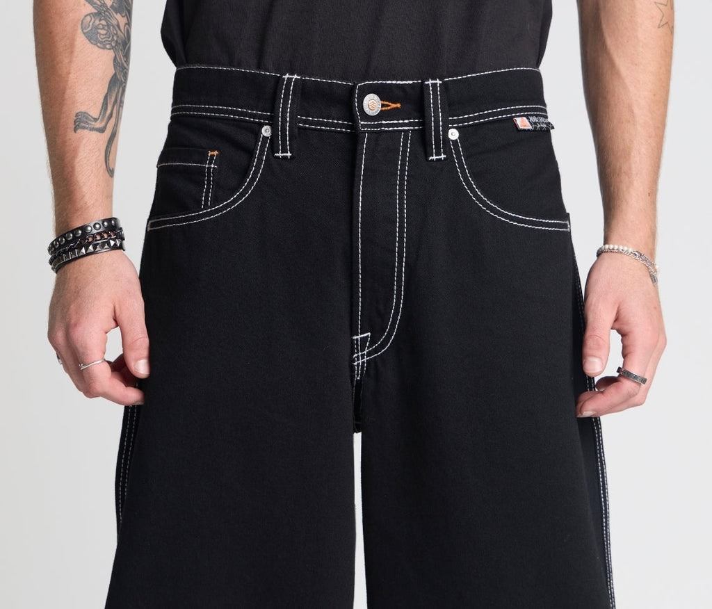 Reflektive K Hole 26 Inch Super Black Rinse Pants With Hidden Stash Pocket And Reflective Embroidery