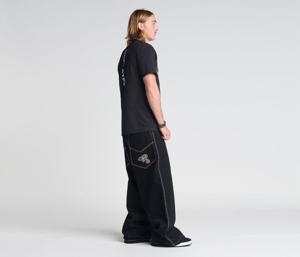 Reflektive K Hole 26 Inch Super Black Rinse Pants With Hidden Stash Pocket And Reflective Embroidery