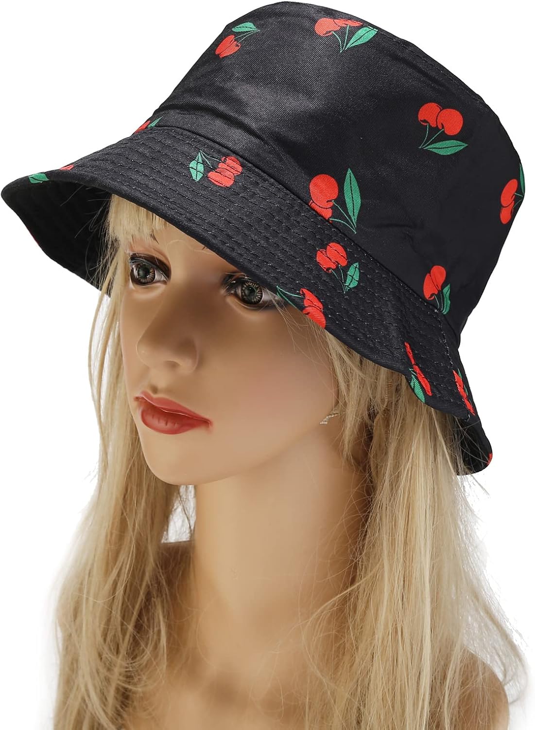 Banana Print Bucket Hat Novelty Fruit Pattern Fisherman Cap Summer Reversible Packable Sun Hats