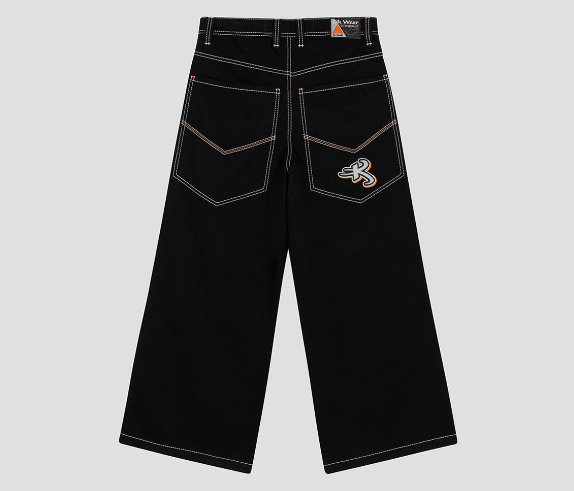 Reflektive K Hole 26 Inch Super Black Rinse Pants With Hidden Stash Pocket And Reflective Embroidery