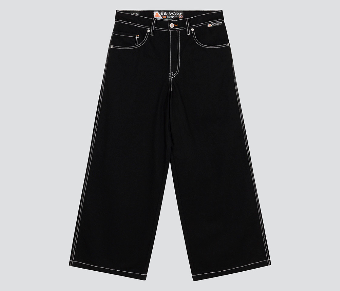 Reflektive K Hole 26 Inch Super Black Rinse Pants With Hidden Stash Pocket And Reflective Embroidery