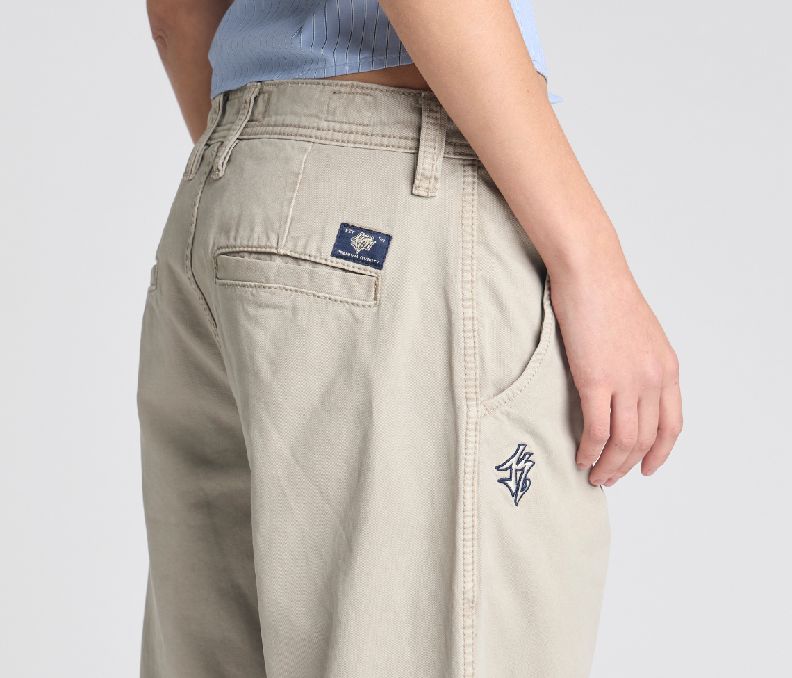 W Old Skool Khaki Chino Pants With Hidden Stash Pocket And Coin Pocket 24 Inch Bottom Leg Opening