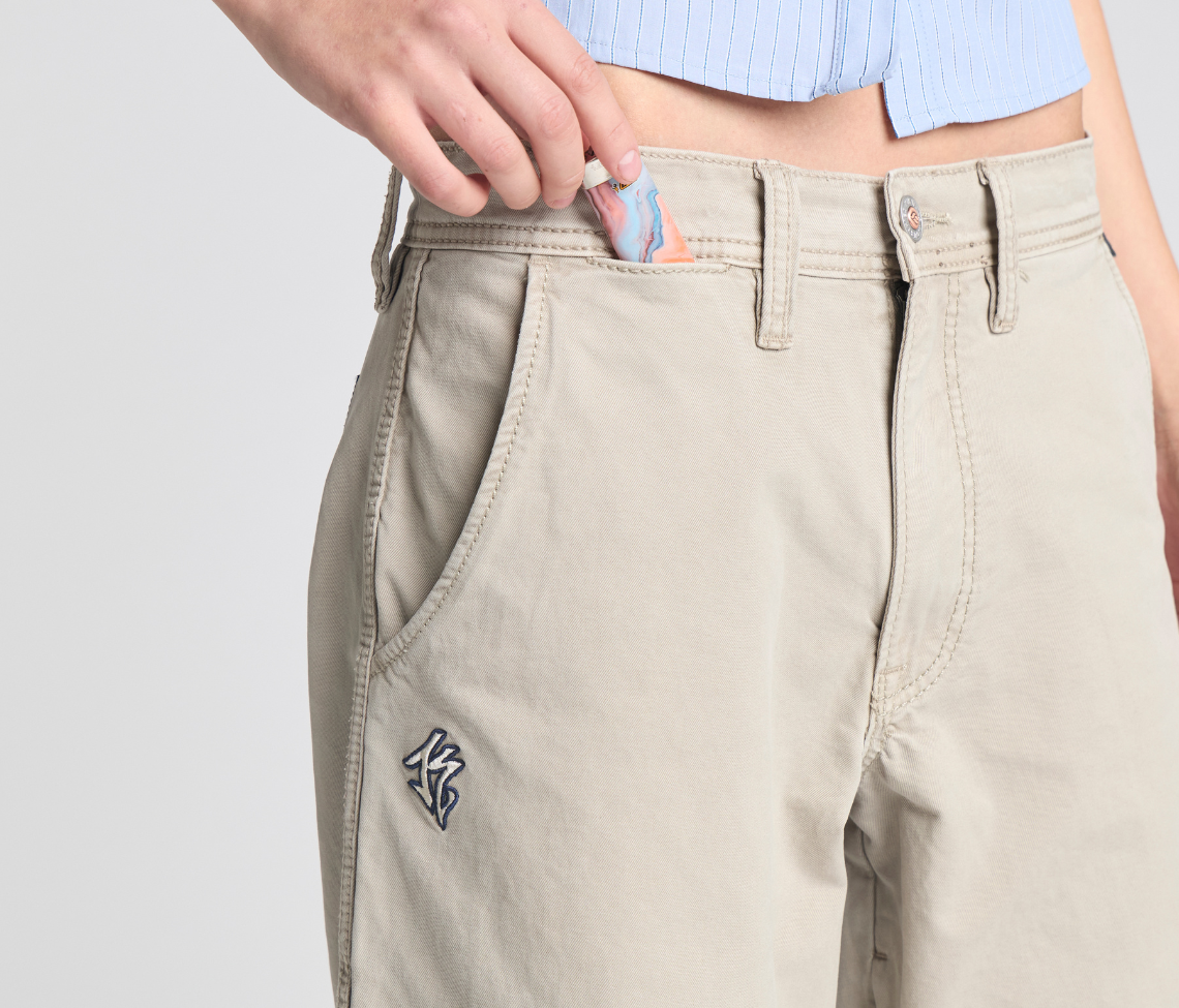 W Old Skool Khaki Chino Pants With Hidden Stash Pocket And Coin Pocket 24 Inch Bottom Leg Opening