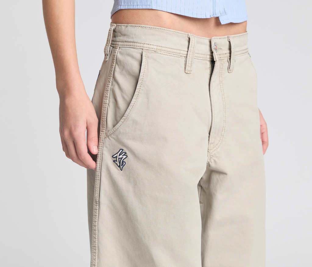 W Old Skool Khaki Chino Pants With Hidden Stash Pocket And Coin Pocket 24 Inch Bottom Leg Opening