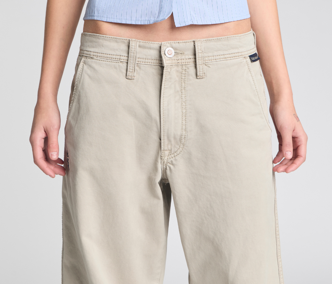 W Old Skool Khaki Chino Pants With Hidden Stash Pocket And Coin Pocket 24 Inch Bottom Leg Opening