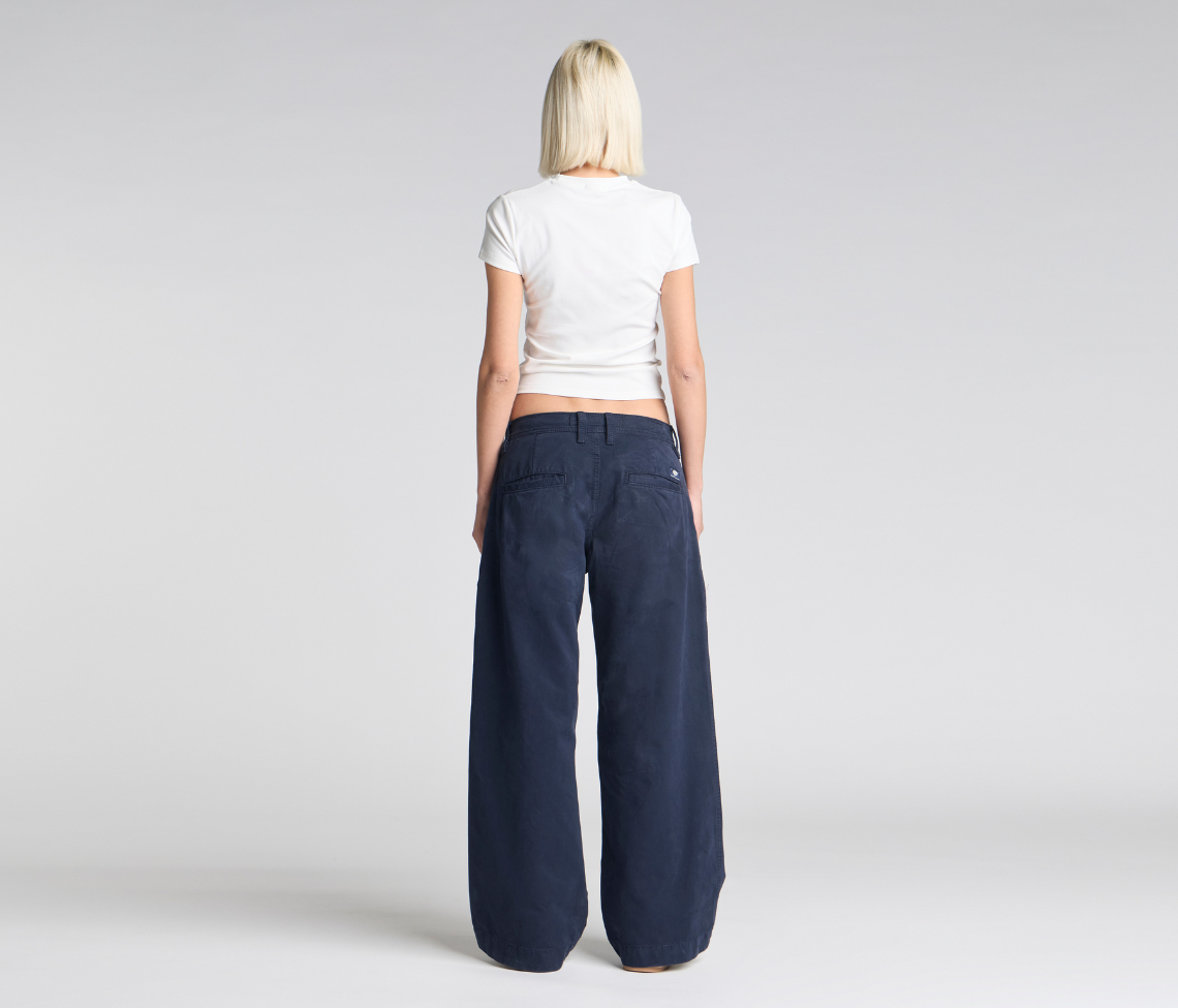 W Old Skool 24 Inch Navy Chino Pants With Hidden Stash Pocket And Coin Pocket Bottom Leg Opening Design