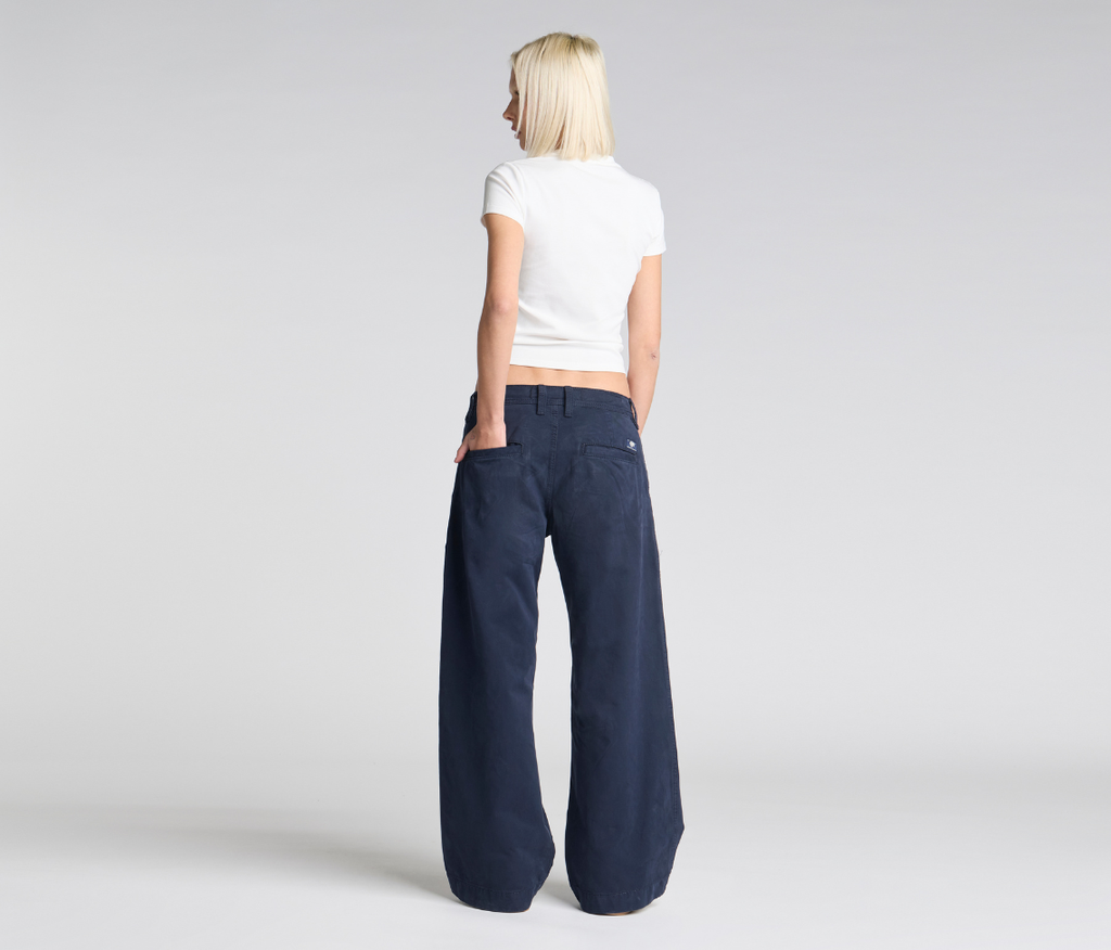 W Old Skool 24 Inch Navy Chino Pants With Hidden Stash Pocket And Coin Pocket Bottom Leg Opening Design