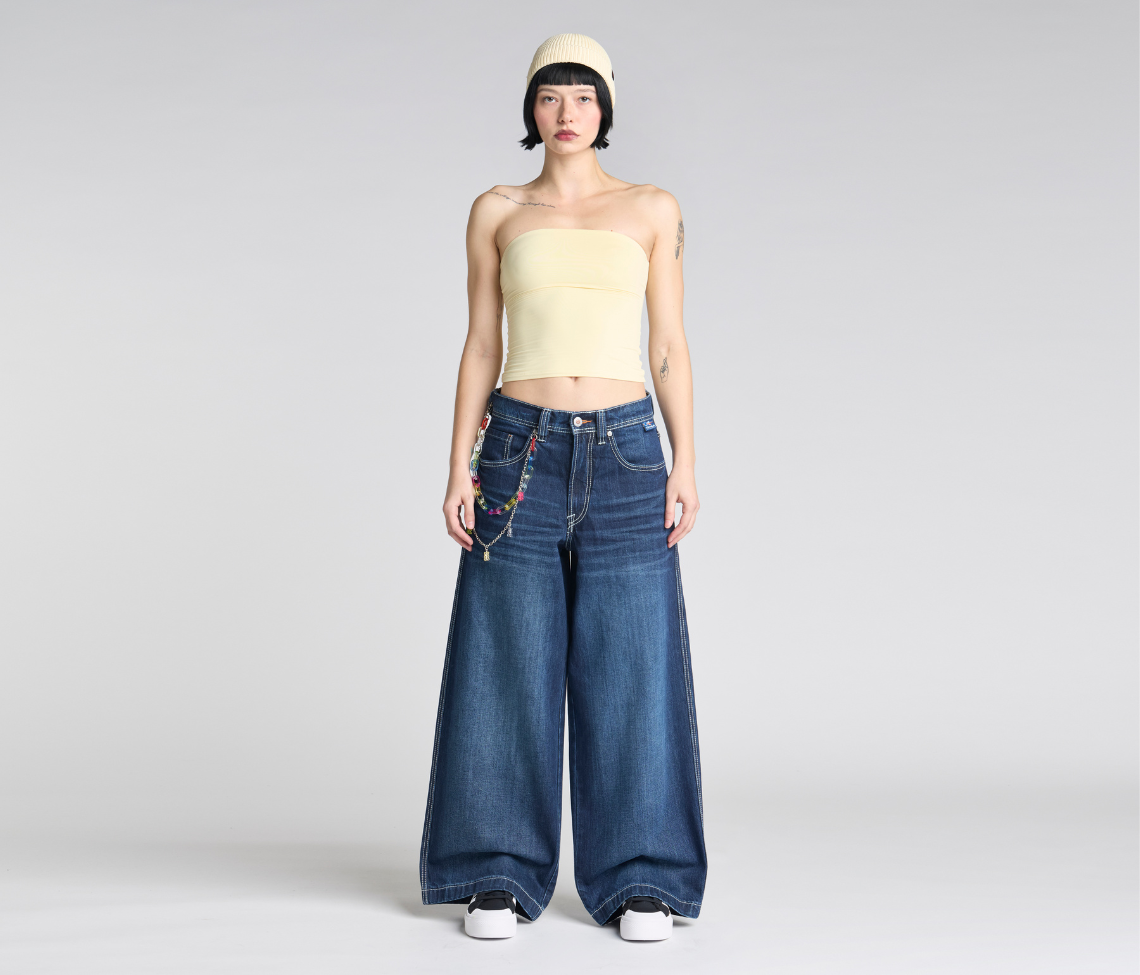 Women Planet K Jeans 26 Inch Azul Dark Wash With Hidden Stash Pocket And 26 Inch Bottom Leg Opening