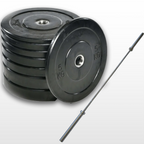 305Lbs Bumper Weight Set Combo With Olympic Barbell