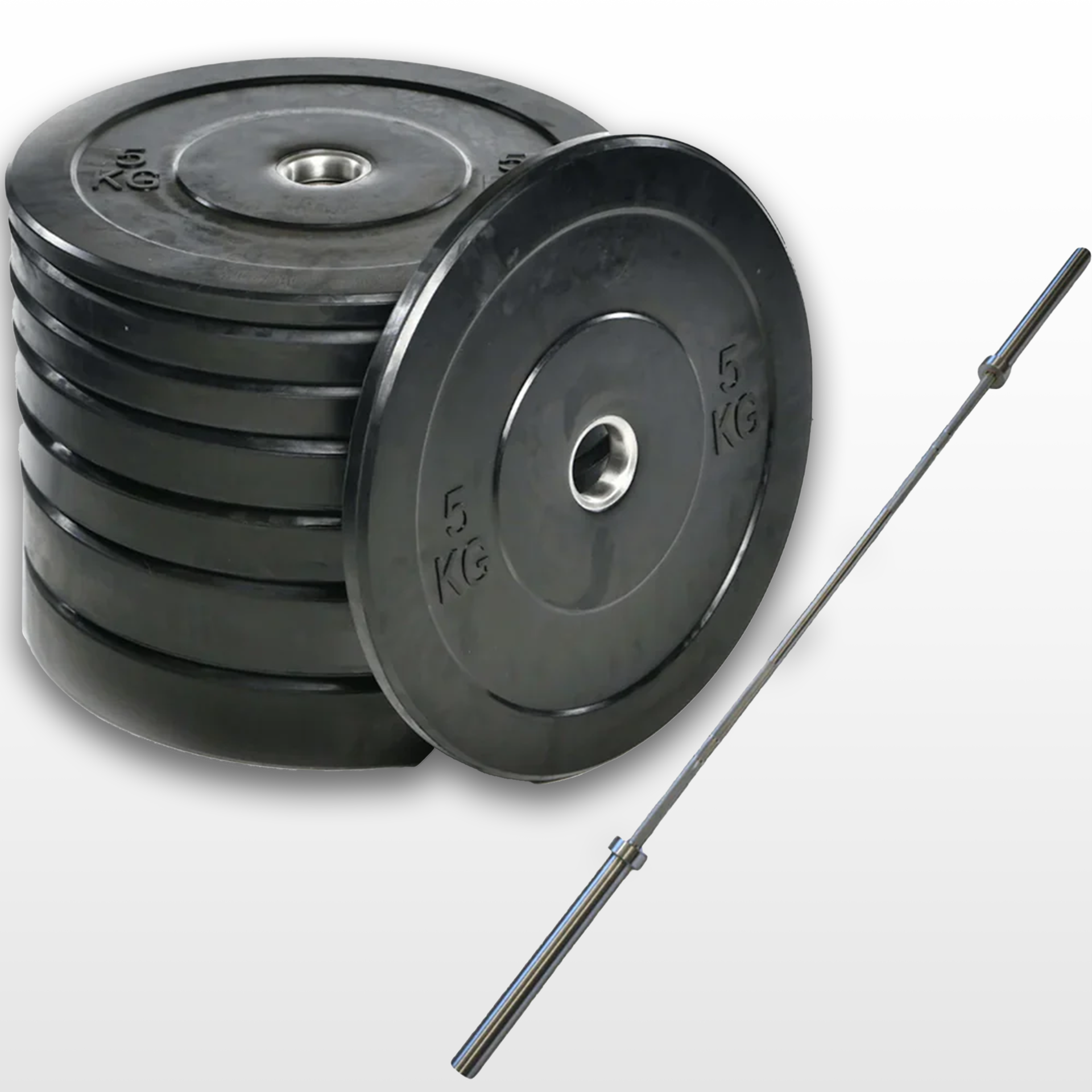 305Lbs Bumper Weight Set Combo With Olympic Barbell